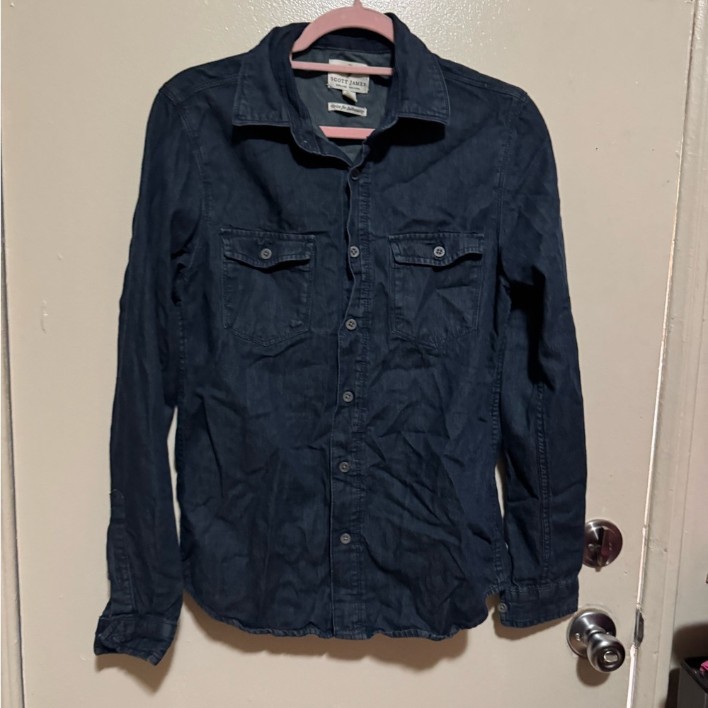 Men's Dark Blue Casual Shirt Jacket